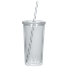 Double Wall Acrylic Tumbler With Straw – 24 oz - 5868_trans_clear