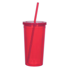 Double Wall Acrylic Tumbler With Straw – 24 oz - 5868_trans_red