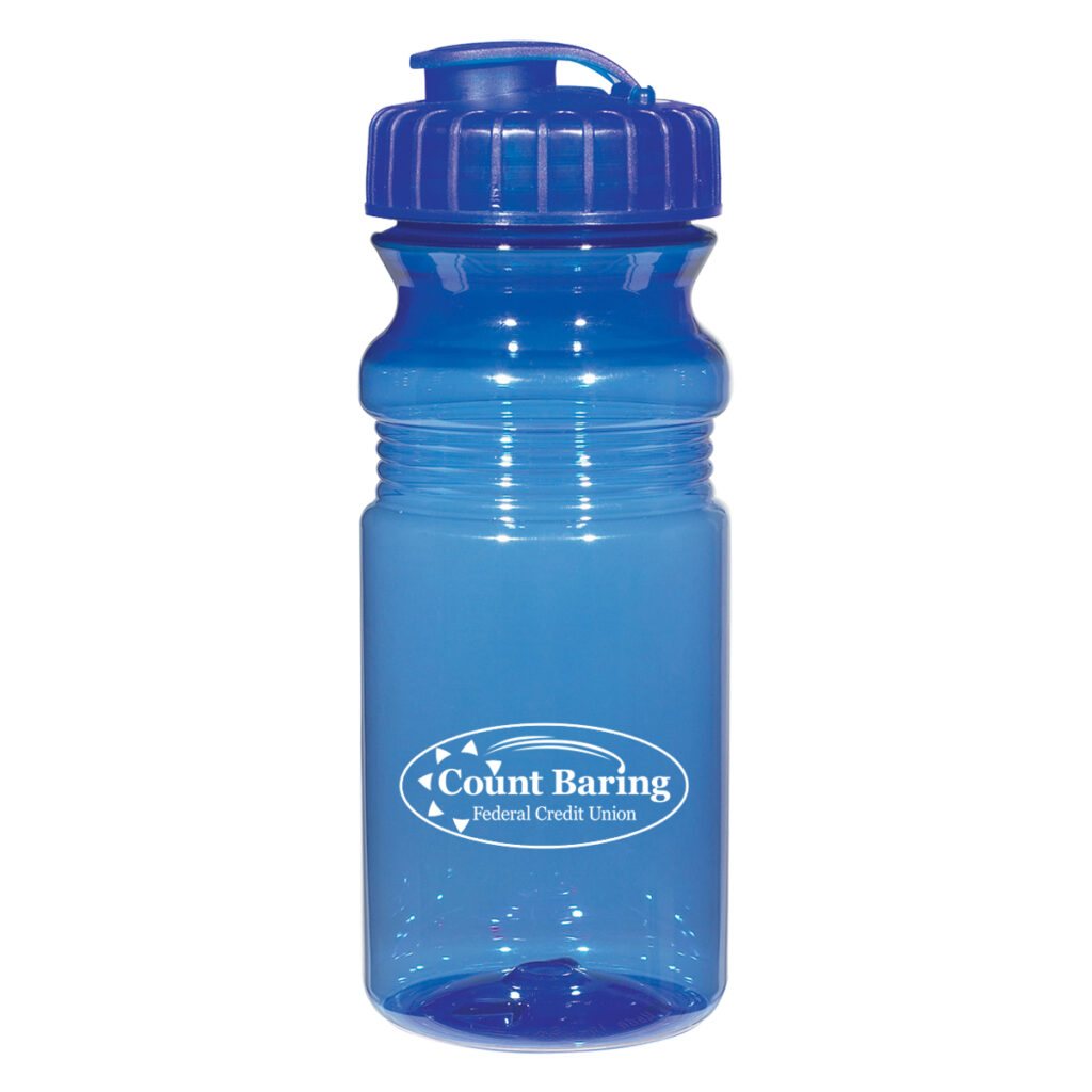 Poly-Clear™ Fitness Bottle with Super Sipper Lid – 20 oz - 5892_TRNBLU_Silkscreen