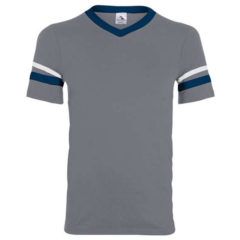 Youth Augusta Sportswear V-Neck Jersey with Striped Sleeves - 60348_f_fm