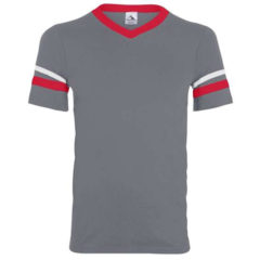 Youth Augusta Sportswear V-Neck Jersey with Striped Sleeves - 60352_f_fm