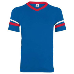 Youth Augusta Sportswear V-Neck Jersey with Striped Sleeves - 60372_f_fm