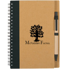 Eco-Inspired Spiral Notebook & Pen - 6100_NATBLK_Silkscreen