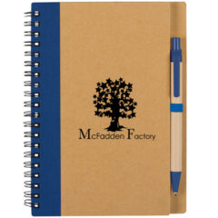 Eco-Inspired Spiral Notebook & Pen - 6100_NATBLU_Silkscreen