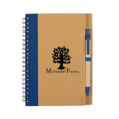 Eco-Inspired Spiral Notebook & Pen - 6100_NATBLU_Silkscreen