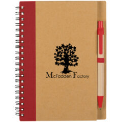 Eco-Inspired Spiral Notebook & Pen - 6100_NATRED_Silkscreen