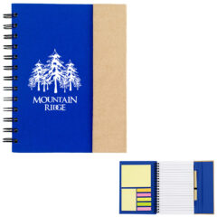 Spiral Notebook With Sticky Notes And Flags - 6107_NATBLU_Silkscreen