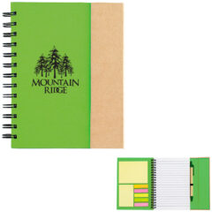 Spiral Notebook With Sticky Notes And Flags - 6107_NATGRN_Silkscreen