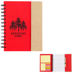 Spiral Notebook With Sticky Notes And Flags - 6107_NATRED_Silkscreen