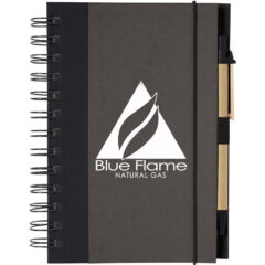 Eco-Inspired Spiral Notebook & Pen - 6109_BLKBLK_Silkscreen