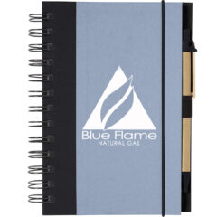 Eco-Inspired Spiral Notebook & Pen - 6109_BLUBLK_Silkscreen