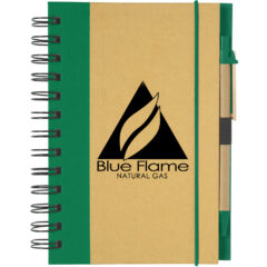 Eco-Inspired Spiral Notebook & Pen - 6109_NATGRN_Silkscreen