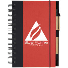 Eco-Inspired Spiral Notebook & Pen - 6109_REDBLK_Silkscreen