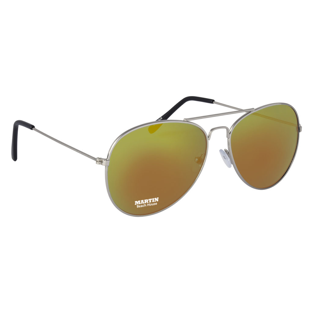 Color Mirrored Aviator Sunglasses - 6245_SILRED_Padprint