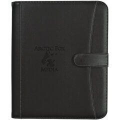 Pebble Grain Zippered Portfolio with Calculator – 8 ½” x 11″ - 6444_BLK_Deboss