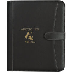 Pebble Grain Zippered Portfolio with Calculator – 8 ½” x 11″ - 6444_BLK_Silkscreen