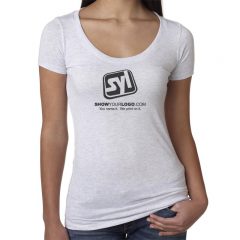 Ladies’ Next Level Tri-Blend Scoop Neck Tee with Imprint - Heather White