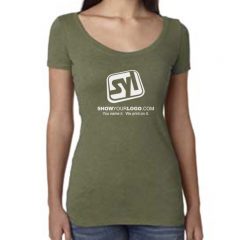 Ladies’ Next Level Tri-Blend Scoop Neck Tee with Imprint - 6730 military green 6730_75_p