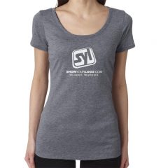 Ladies’ Next Level Tri-Blend Scoop Neck Tee with Imprint - Premium Heather