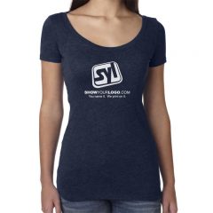 Ladies’ Next Level Tri-Blend Scoop Neck Tee with Imprint - Vintage Navy