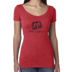 Ladies’ Next Level Tri-Blend Scoop Neck Tee with Imprint - Vintage Red