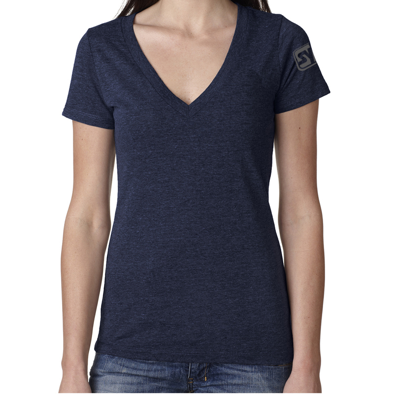 Next Level Women’s Triblend Short Sleeve Deep V-Neck T-Shirt - 6740-vintage_navy