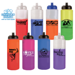 Mood Sports Bottle with Push ‘n Pull Cap – 32 oz - 67551-blue-to-purple