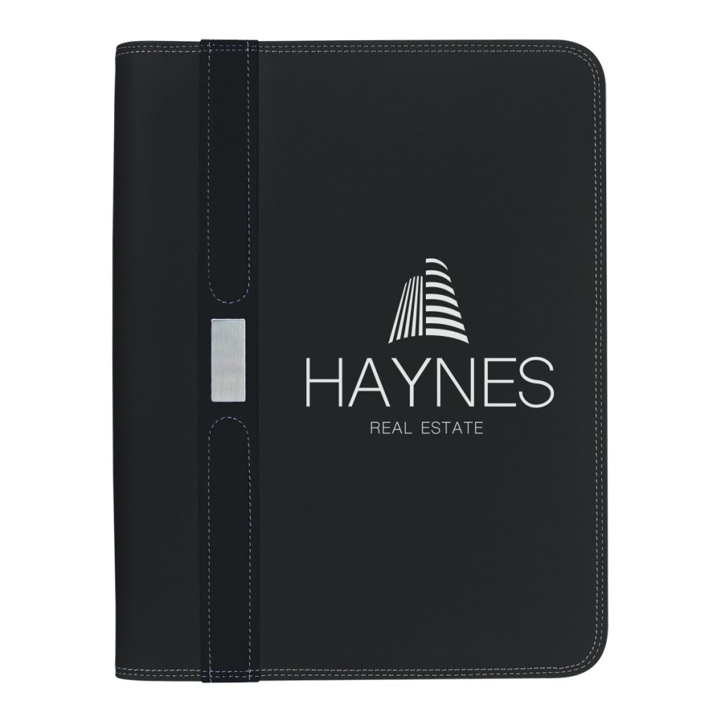 Contemporary 8 1/2″ X 11″ Zippered Portfolio - 6794_BLKBLK_Silkscreen