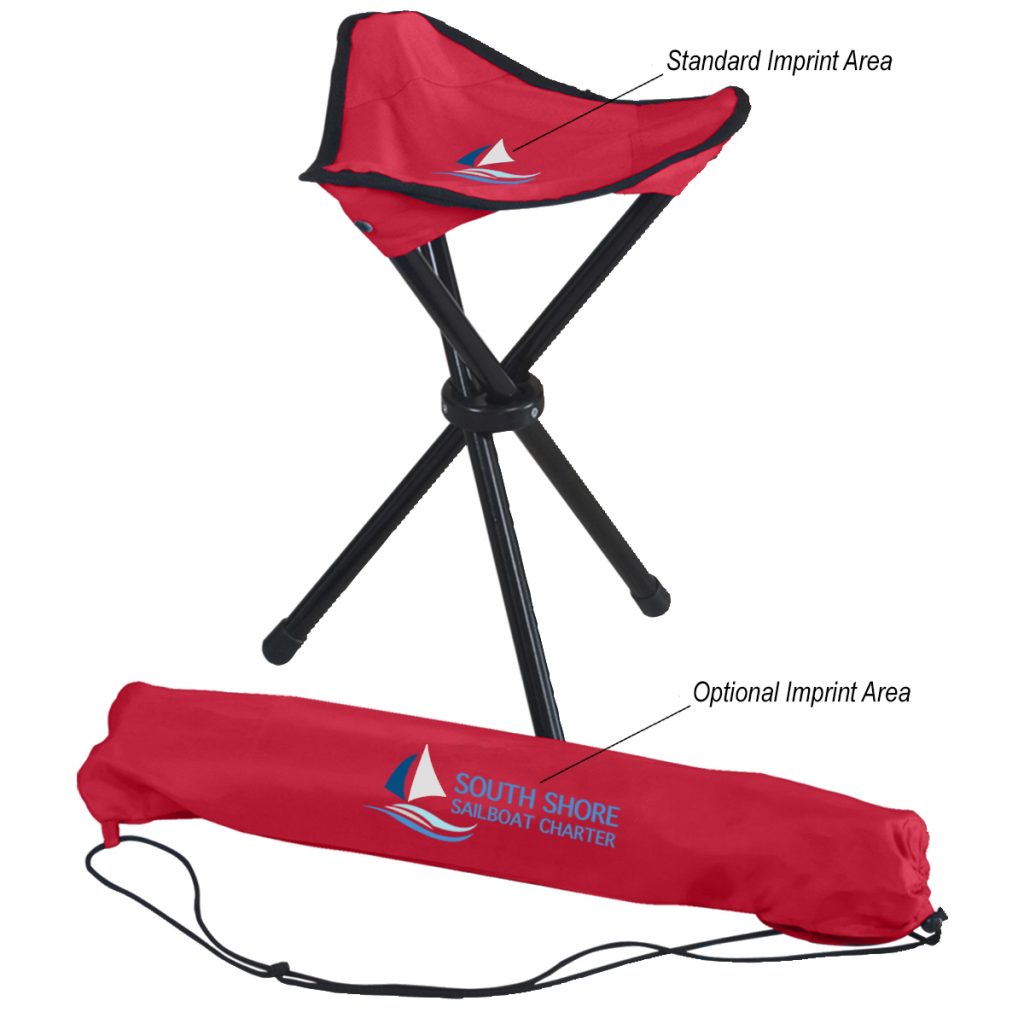 Folding Tripod Stool with Carrying Bag - 7043_RED_Colorbrite