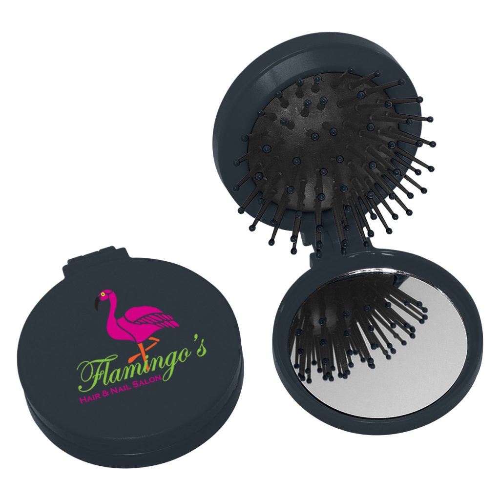 Brush and Compact Mirror - 7113_BLK_Digibrite