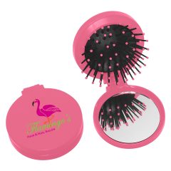 Brush and Compact Mirror - 7113_PNK_Digibrite