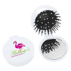 Brush and Compact Mirror - 7113_WHT_Digibrite