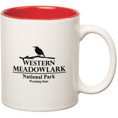 Colored Stoneware Mug with C-Handle – 11 oz - 7125_WHTRED_Ceramic