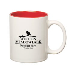 Colored Stoneware Mug with C-Handle – 11 oz - 7125_WHTRED_Ceramic