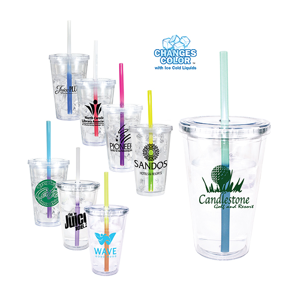 Victory Acrylic Tumbler with Mood Straw – 16 oz - 74116-clear_9