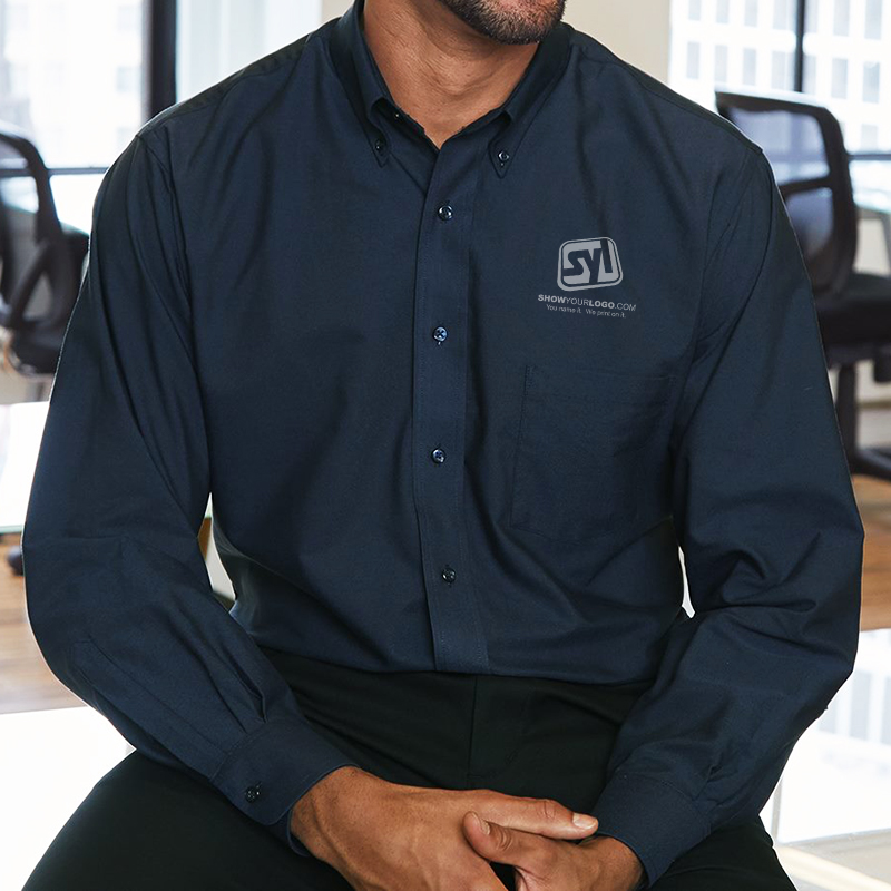Van Heusen Oxford Long Sleeve Dress Shirts - 745_fl