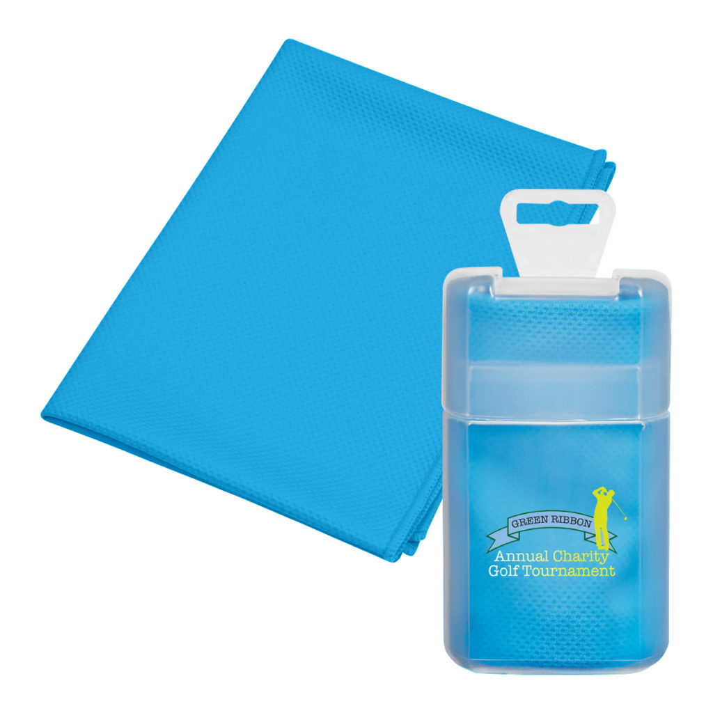 Cooling Towel in Plastic Case - 7855_BLU_Digibrite