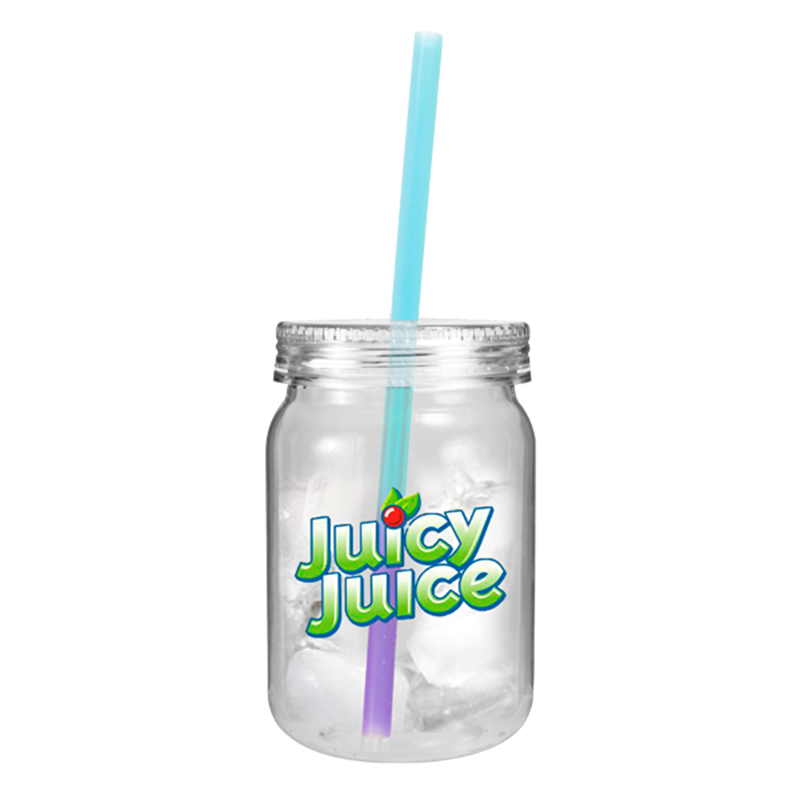 Plastic Mason Jar with Mood Straw – 24 oz - 80-74224-blue-to-purple