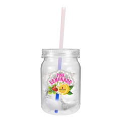 Plastic Mason Jar with Mood Straw – 24 oz - 80-74224-frosted-to-blue