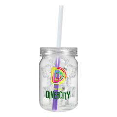 Plastic Mason Jar with Mood Straw – 24 oz - 80-74224-frosted-to-purple