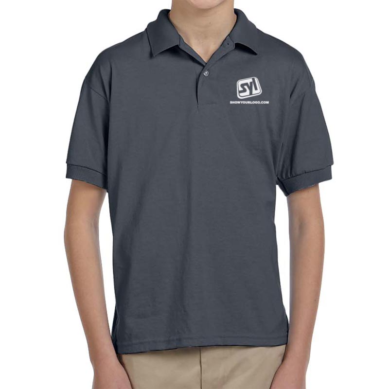 Youth Gildan Ultra Blend Polo Shirt - Dark Heather