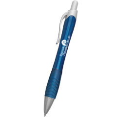 Rio Ballpoint Pen with Contoured Rubber Grip - 880_METBLU_Silkscreen