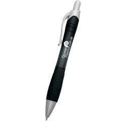 Rio Ballpoint Pen with Contoured Rubber Grip - 880_TRNBLK_Silkscreen