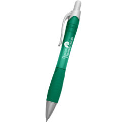 Rio Ballpoint Pen with Contoured Rubber Grip - 880_TRNGRN_Silkscreen