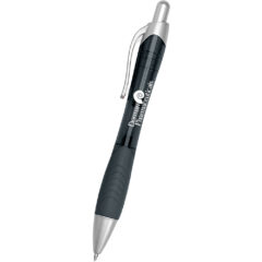 Rio Gel Pen With Contoured Rubber Grip - 881_TRNBLK_Silkscreen
