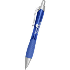 Rio Gel Pen With Contoured Rubber Grip - 881_TRNBLU_Silkscreen