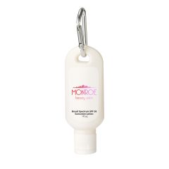 Sunscreen With Carabiner – SPF 30 – 1 oz - 9089_WHT_Clear_Label