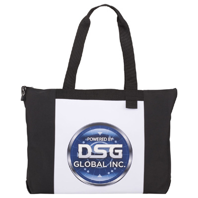 Colorband Carry All Tote Bags With Printed Logo - B705 black with white