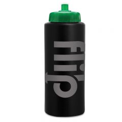 Basic Sports Bottles with Logo – 32 oz - Pushpull Black Trans Green Lid