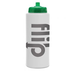 Basic Sports Bottles with Logo – 32 oz - Pushpull Frost Trans Green Lid